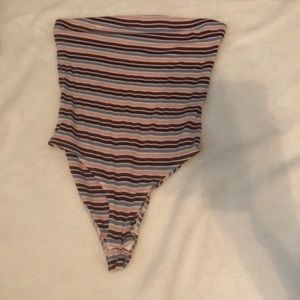 Strappless stripped bodysuit